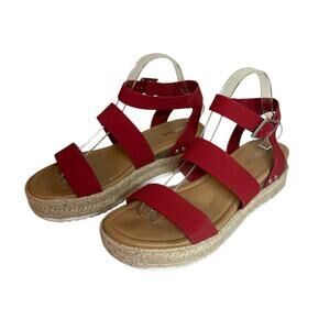 Soda Women's Bryce 2 Espadrille Platform Sandal Comfort Strappy Size 10 Red